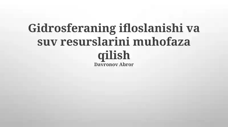 Suv resurslarini muhofaza qilish