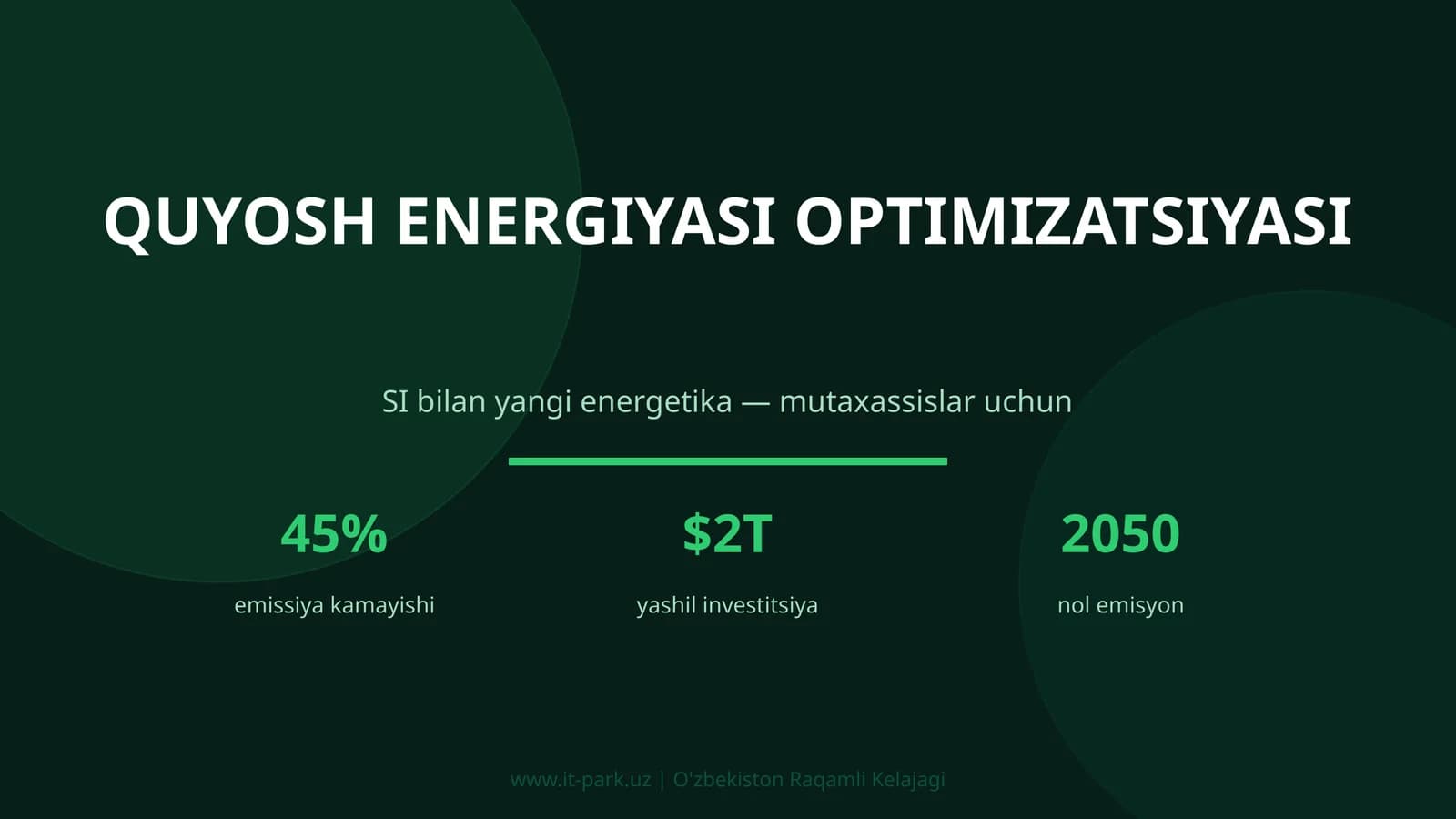 Quyosh energiyasi optimizatsiyasi