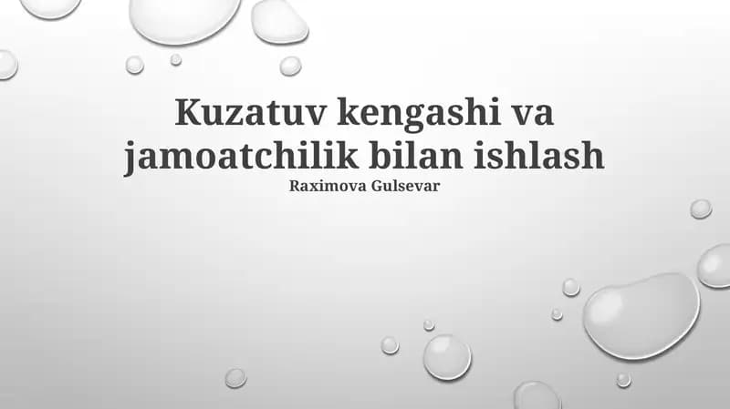 Kuzatuv kengashi va jamoatchilik bilan ishlash