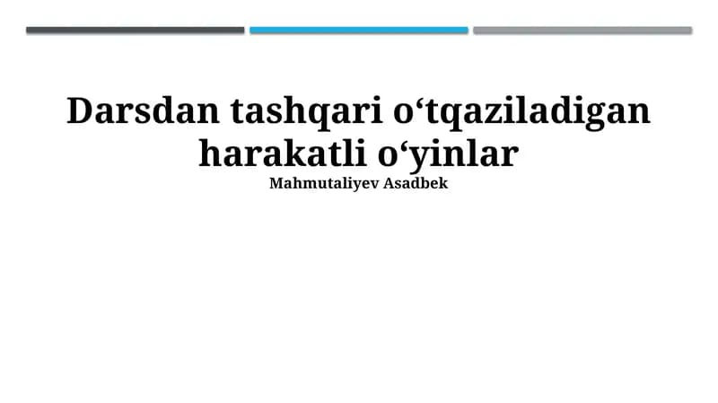 Bolalar uchun tashqi o'yinlar