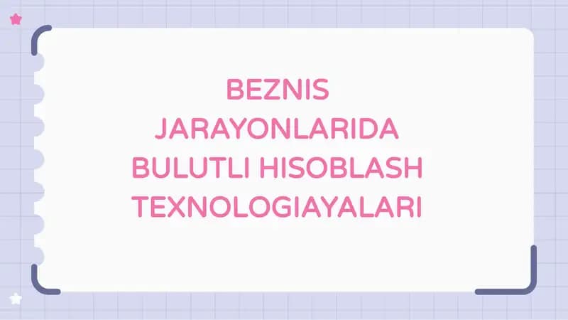 BULUTLI HISOBLASH TEXNOLOGIYALARI