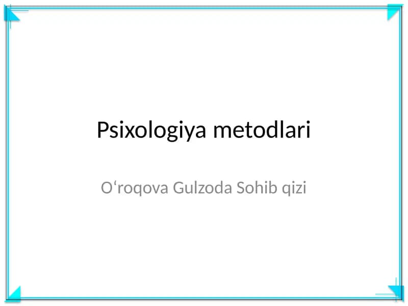 Psixologiya metodlari