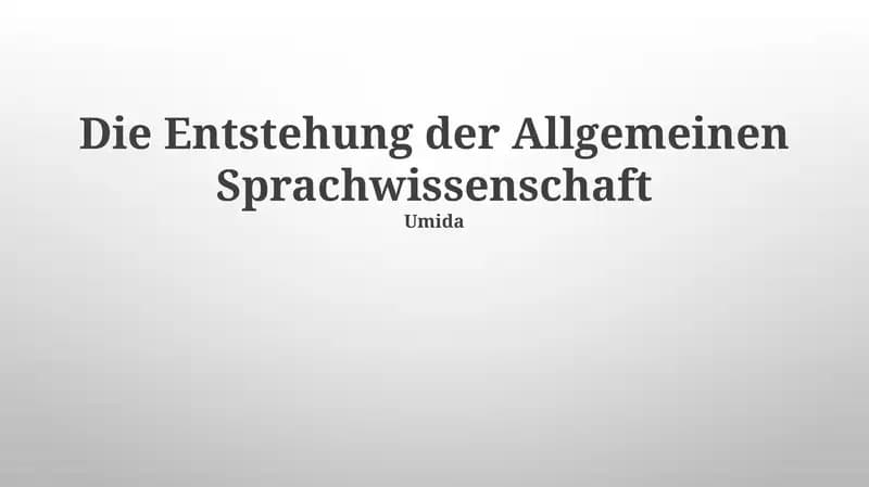Vorgeschichte der Allgemeinen Sprachwissenschaft