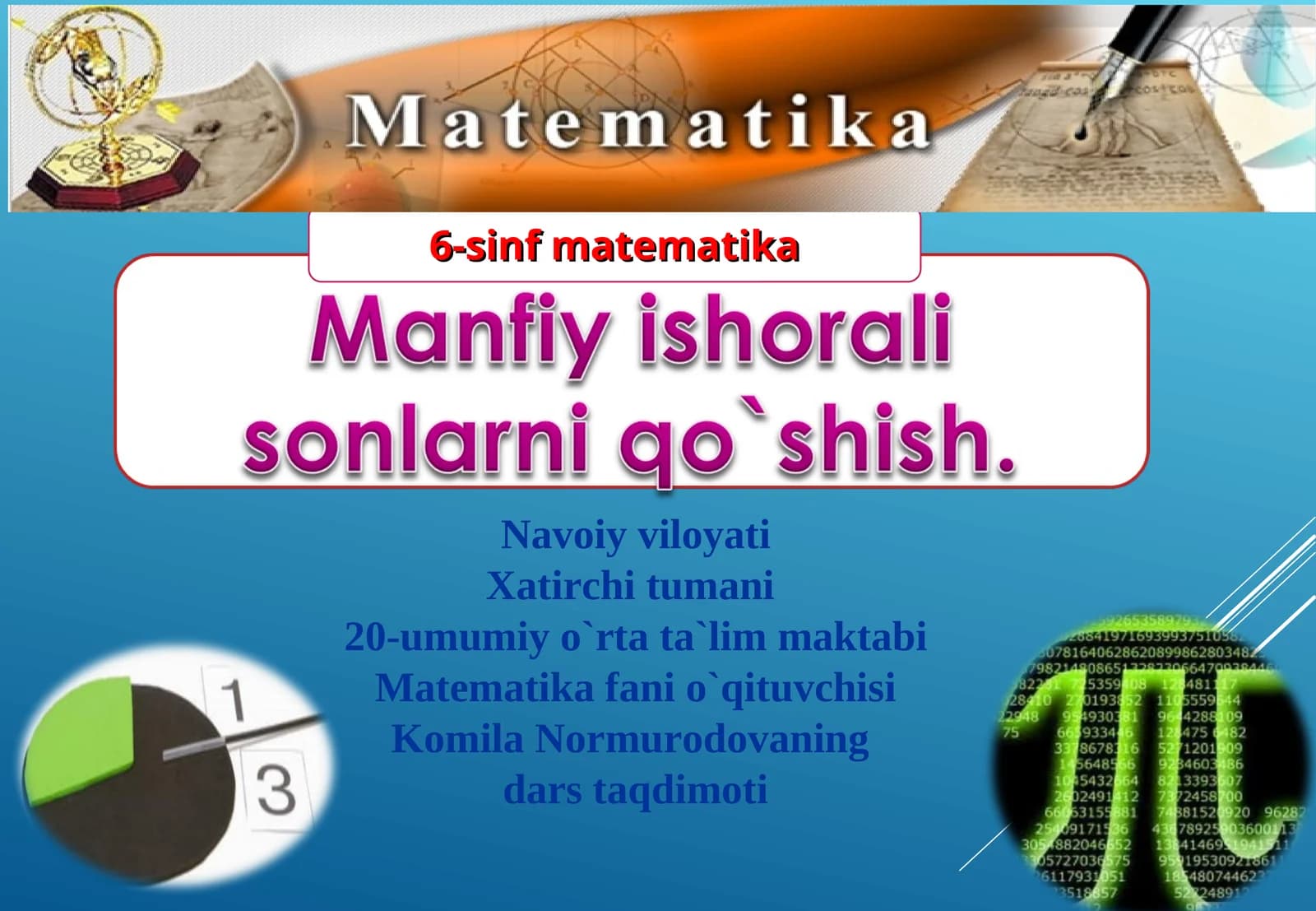 6-sinf matematika dars taqdimoti