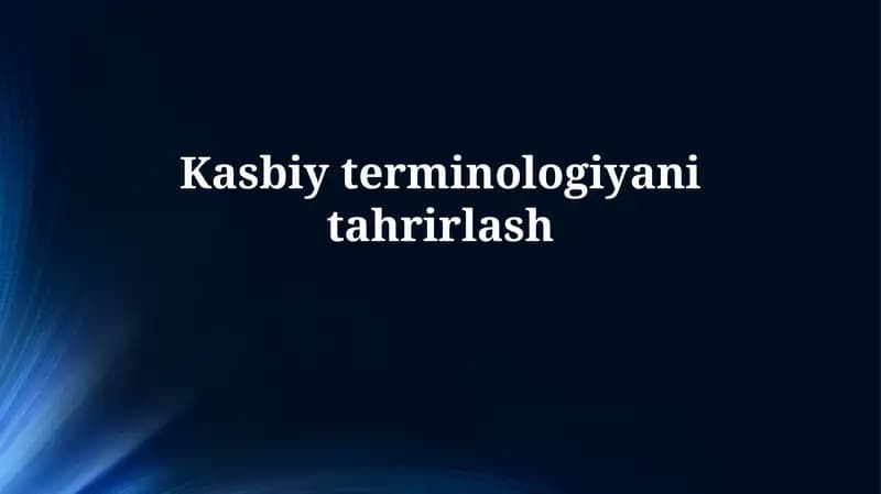 Kasbiy Terminologiya Tahrirlash