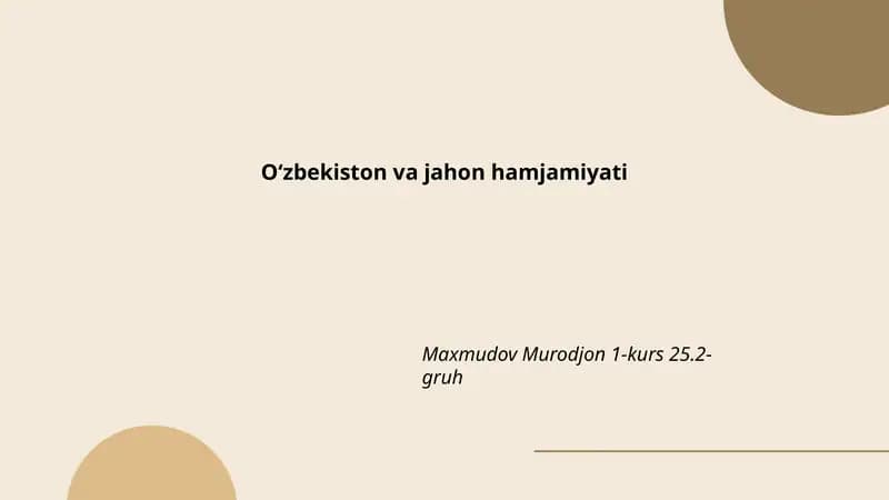 Oʻzbekiston va jahon hamjamiyati
