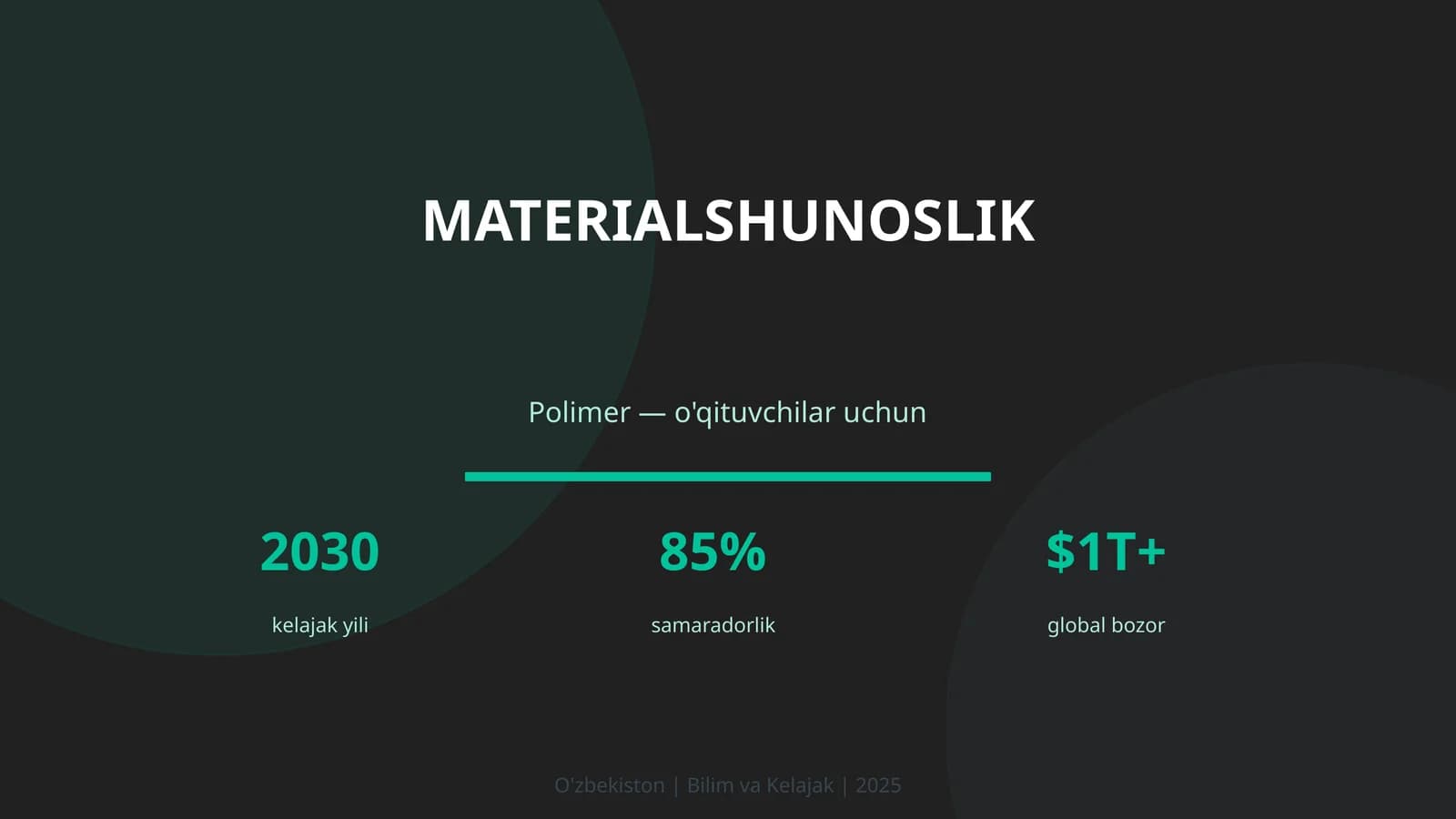 Materialshunoslik - Polimer — o'qituvchilar uchun