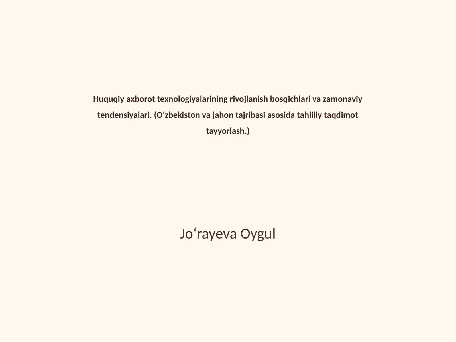 Huquqiy axborot texnologiyalarining rivojlanish bosqichlari va zamonaviy tendensiyalari