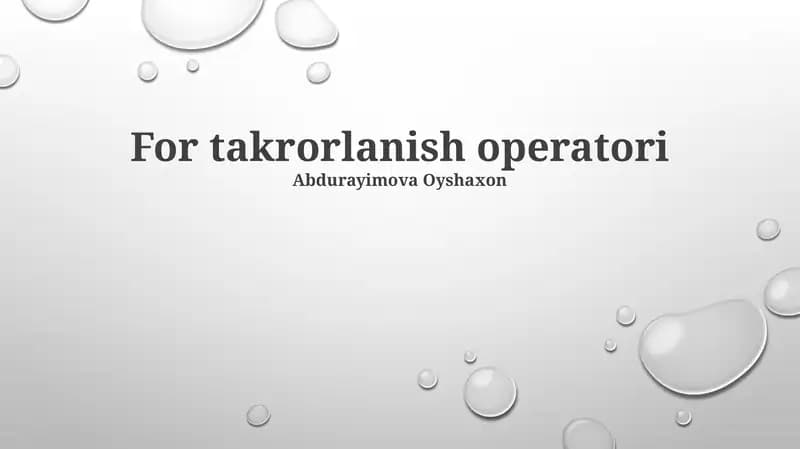 For takrorlanish operatori