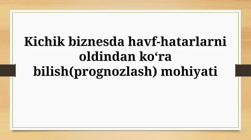 Xatarlarni Aniqlash va Boshqarish
