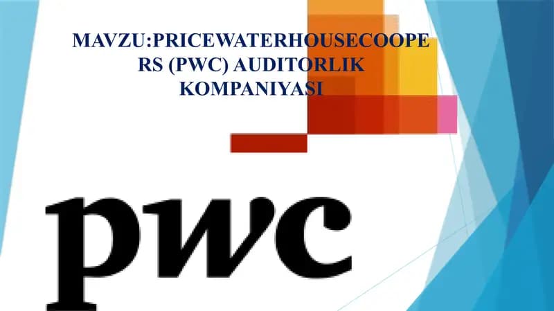 PRICEWATERHOUSECOOPERS (PWC) AUDITORLIK KOMPANIYASI