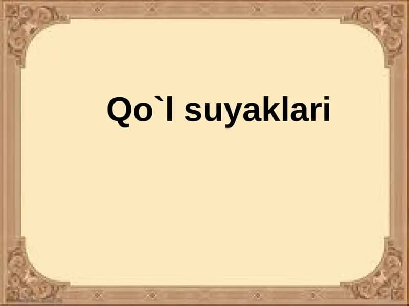 Qo`lsuyaklari