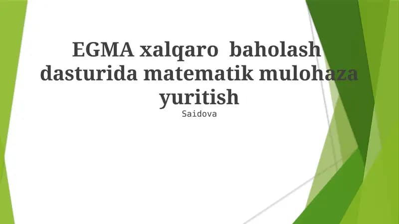 EGMA xalqaro baholash dasturi