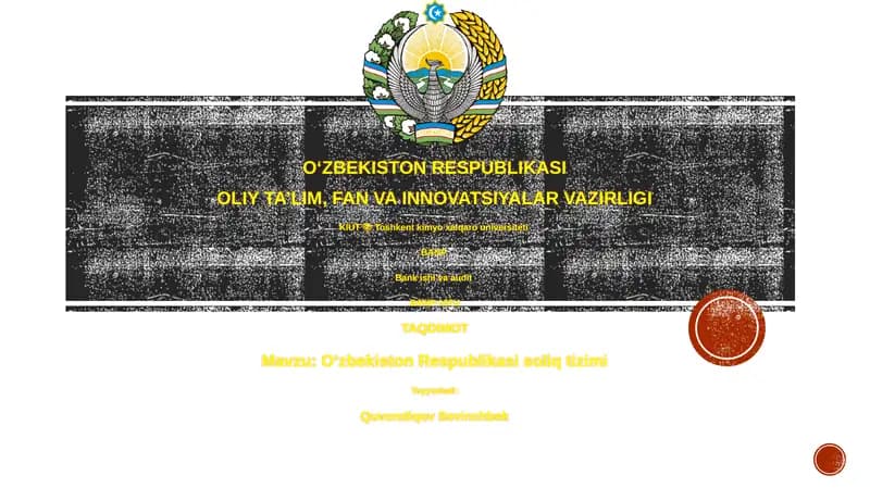 Oʻzbekiston Respublikasi soliq tizimi