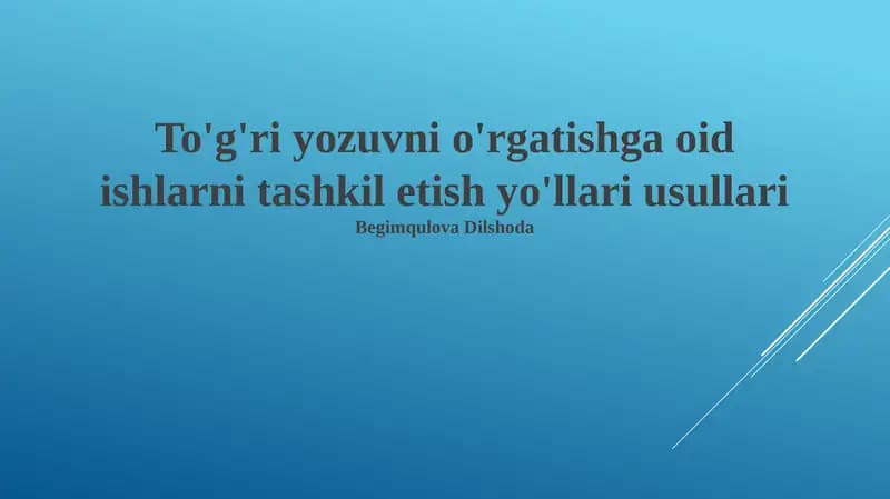 Imlo ko'nikmalarini rivojlantirish bo'yicha amaliy mashg'ulotlar