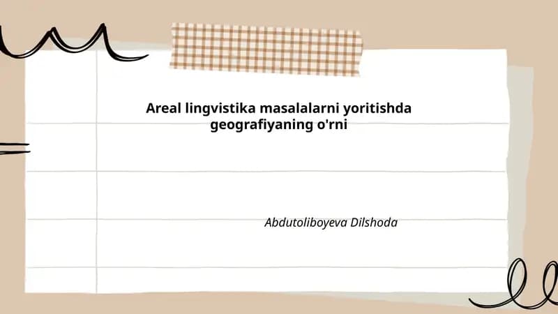 Geografiyaning areal lingvistika masalalari