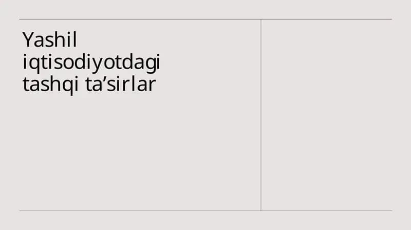 Yashil iqtisodiyotdagi tashqi ta’sirlar