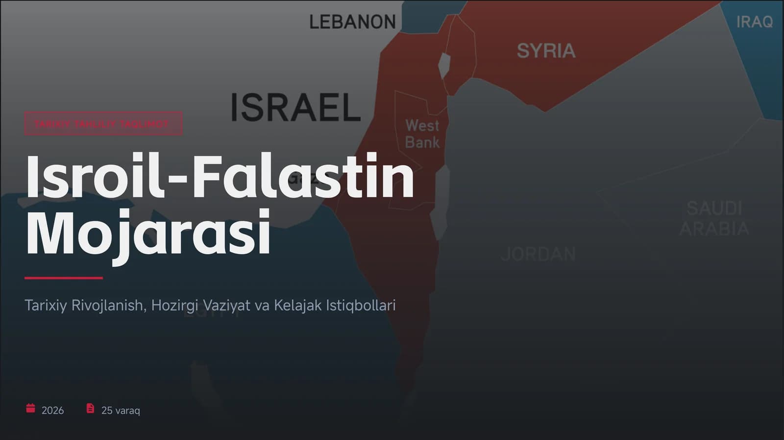 TARIXIY TAHLILIY TAQLIMOT Isroil-Falastin Mojarasi