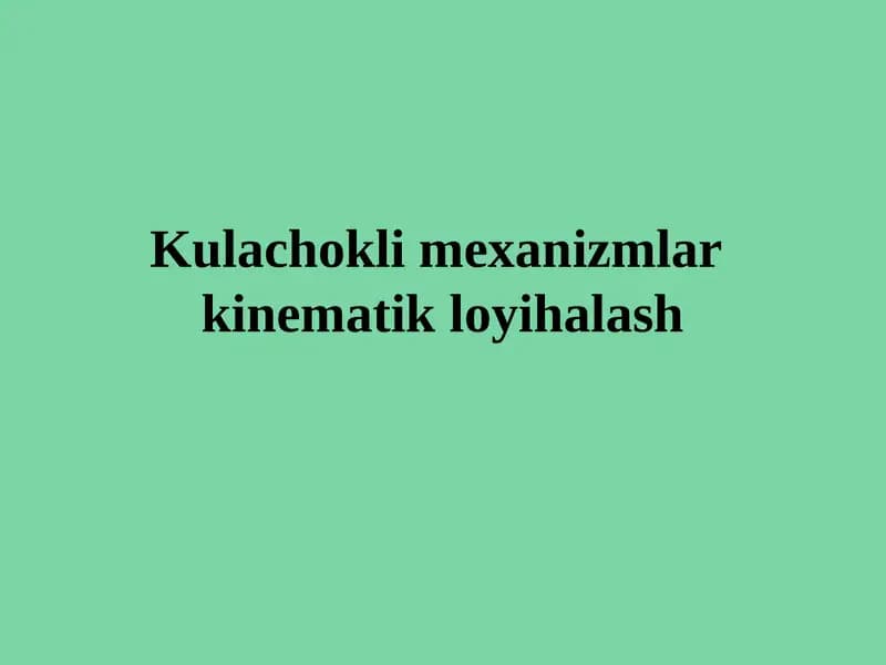 Kulachokli mexanizmlar