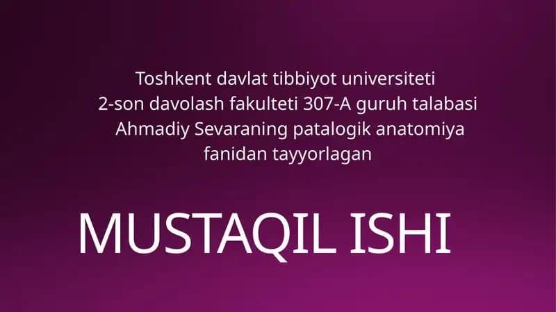 INFEKSION KASALLIKLARNI DIAGNOSTIKA USULLARI