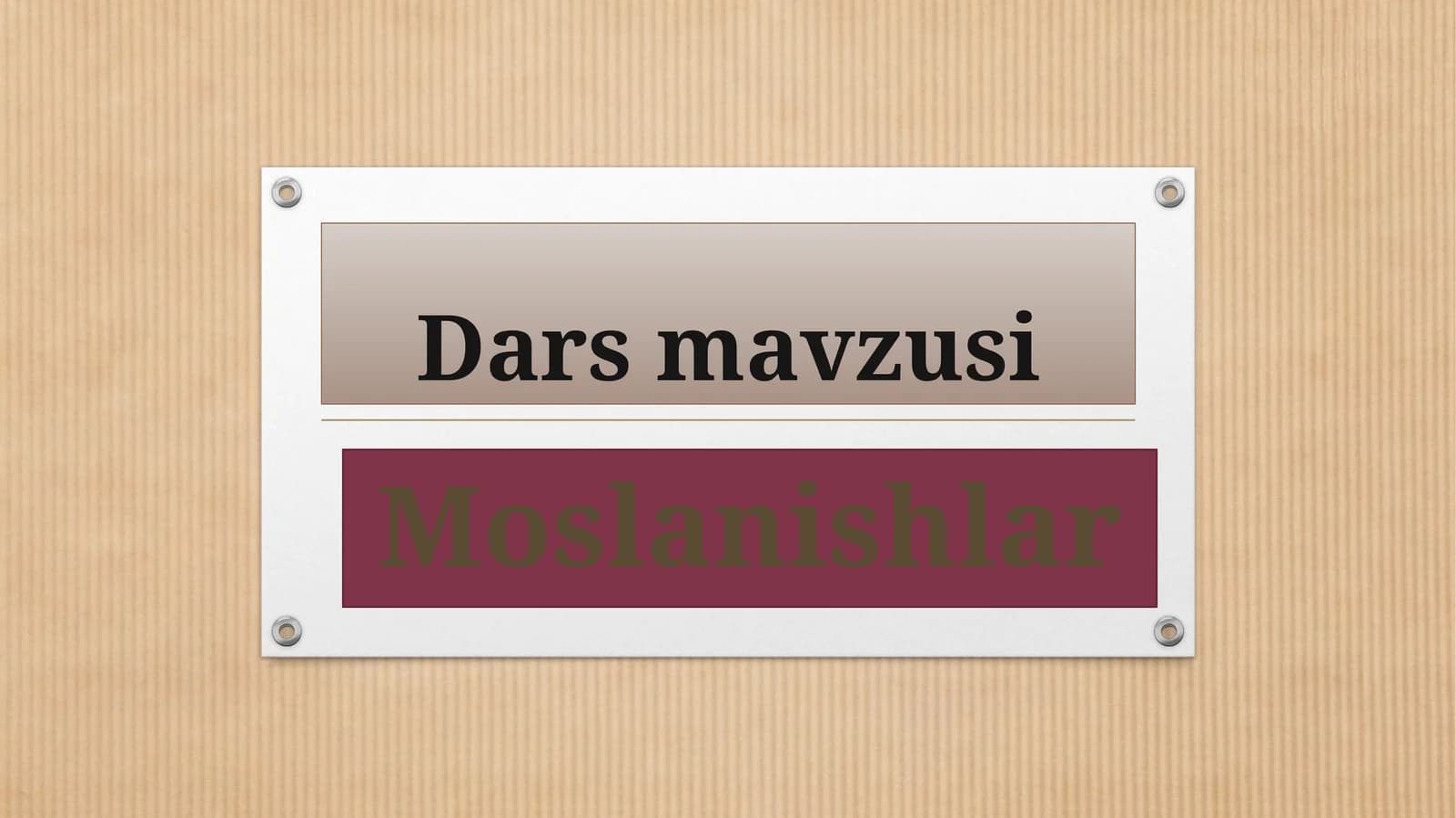 Yashash muhitiga moslanishlar