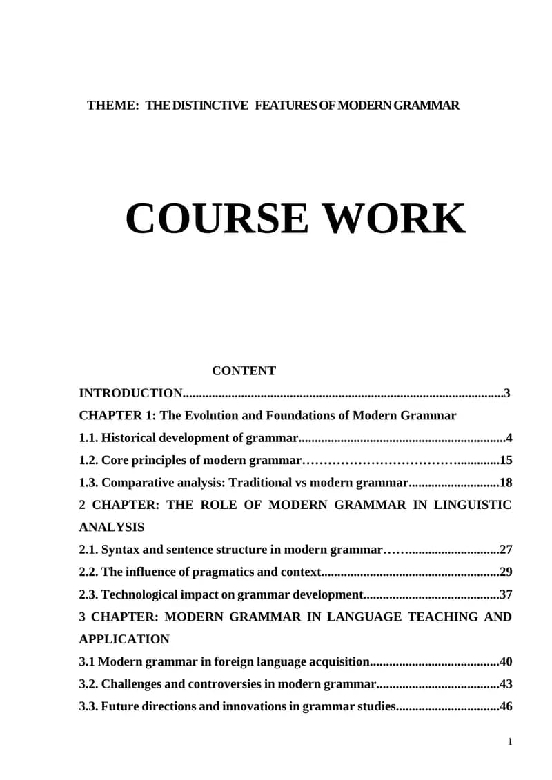 THE DISTINCTIVE   FEATURES OF MODERN GRAMMAR