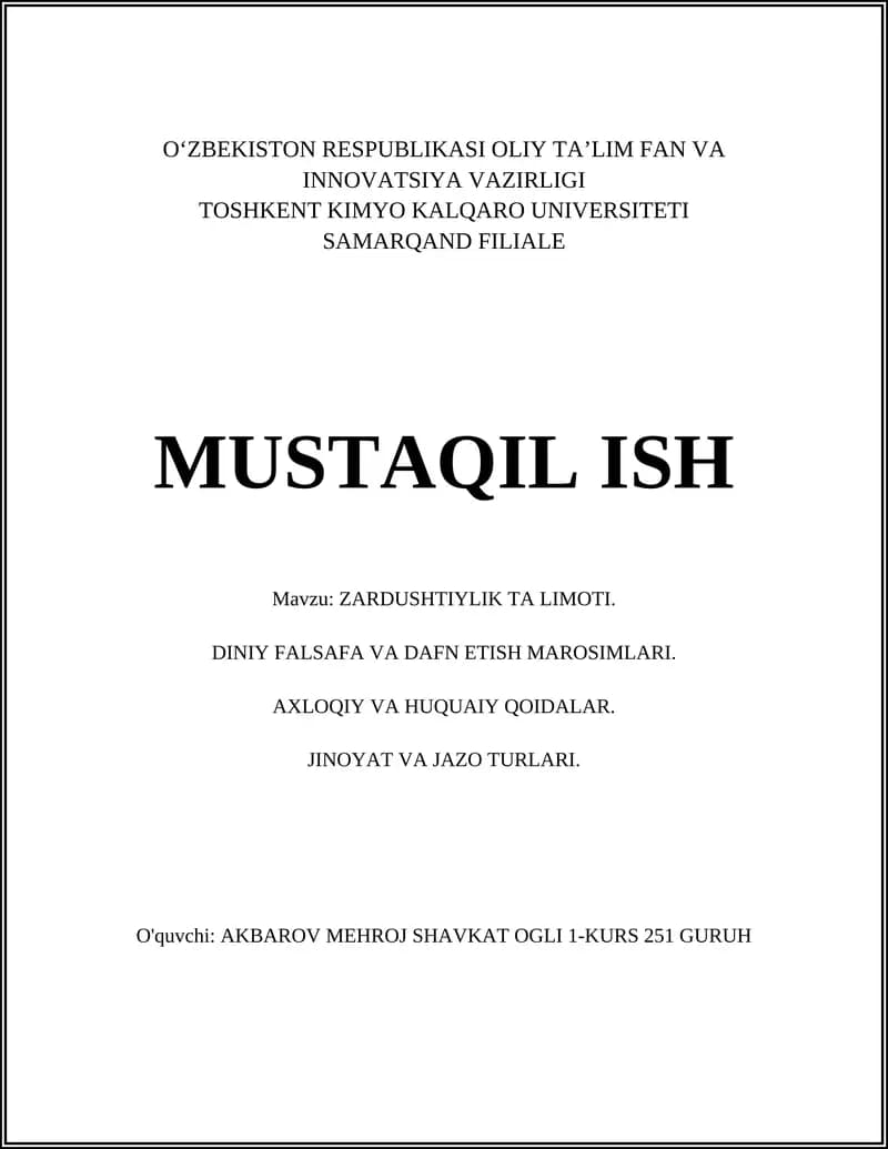 ZARDUSHTIYLIK TA LIMOTI