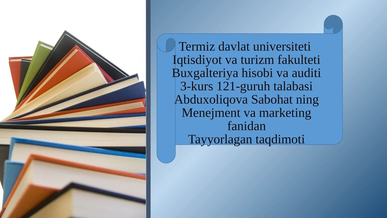 Menejment va marketing fanidan ta'lim