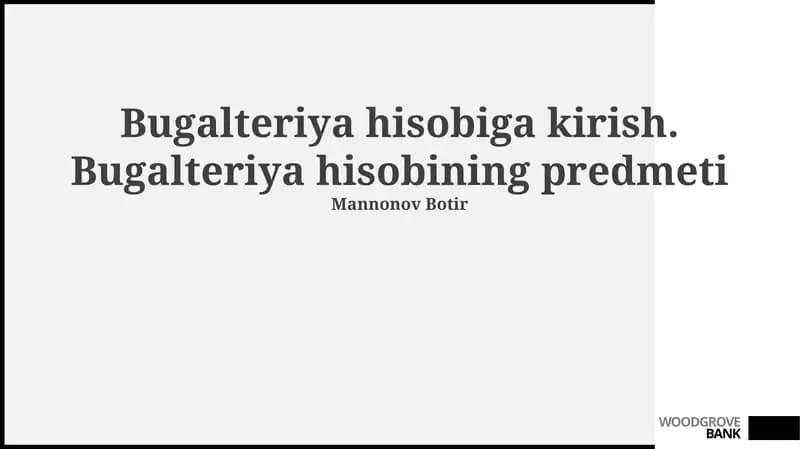 Buxgalteriya Hisobi Subyekti