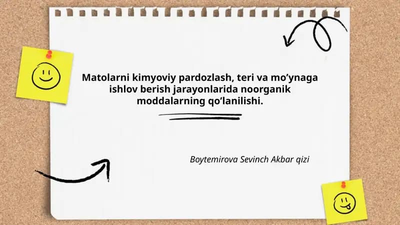 Matolarni kimyoviy pardozlash