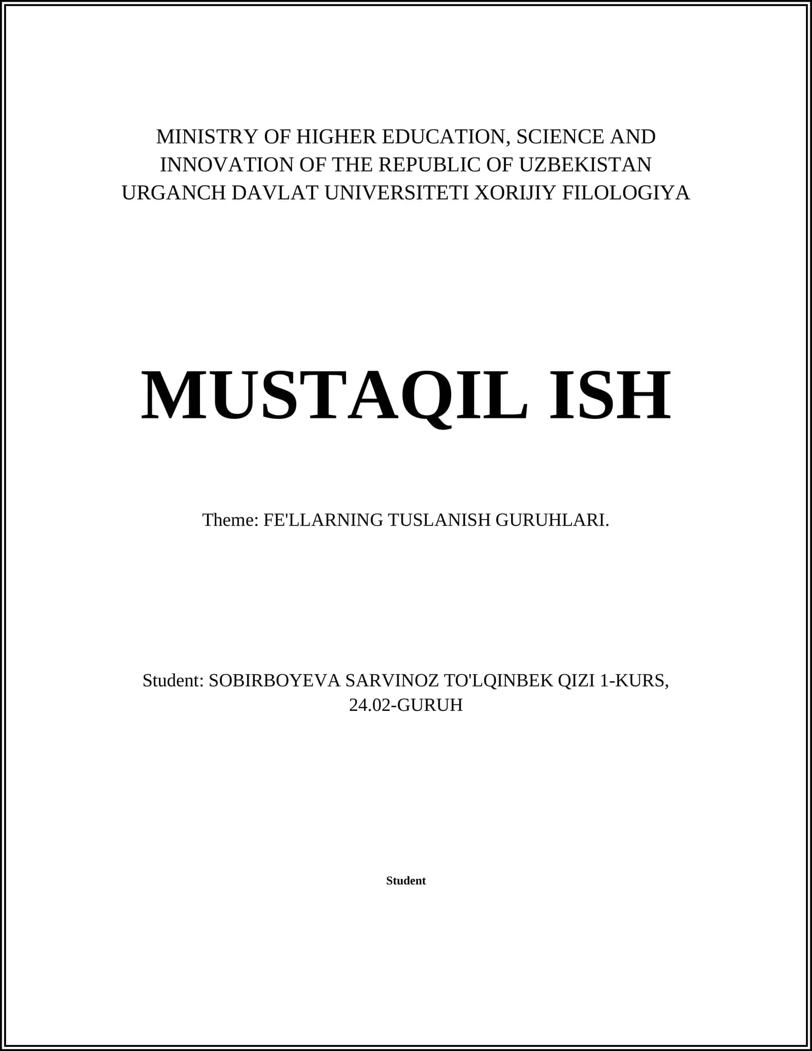 FE'LLARNING TUSLANISH GURUHLARI