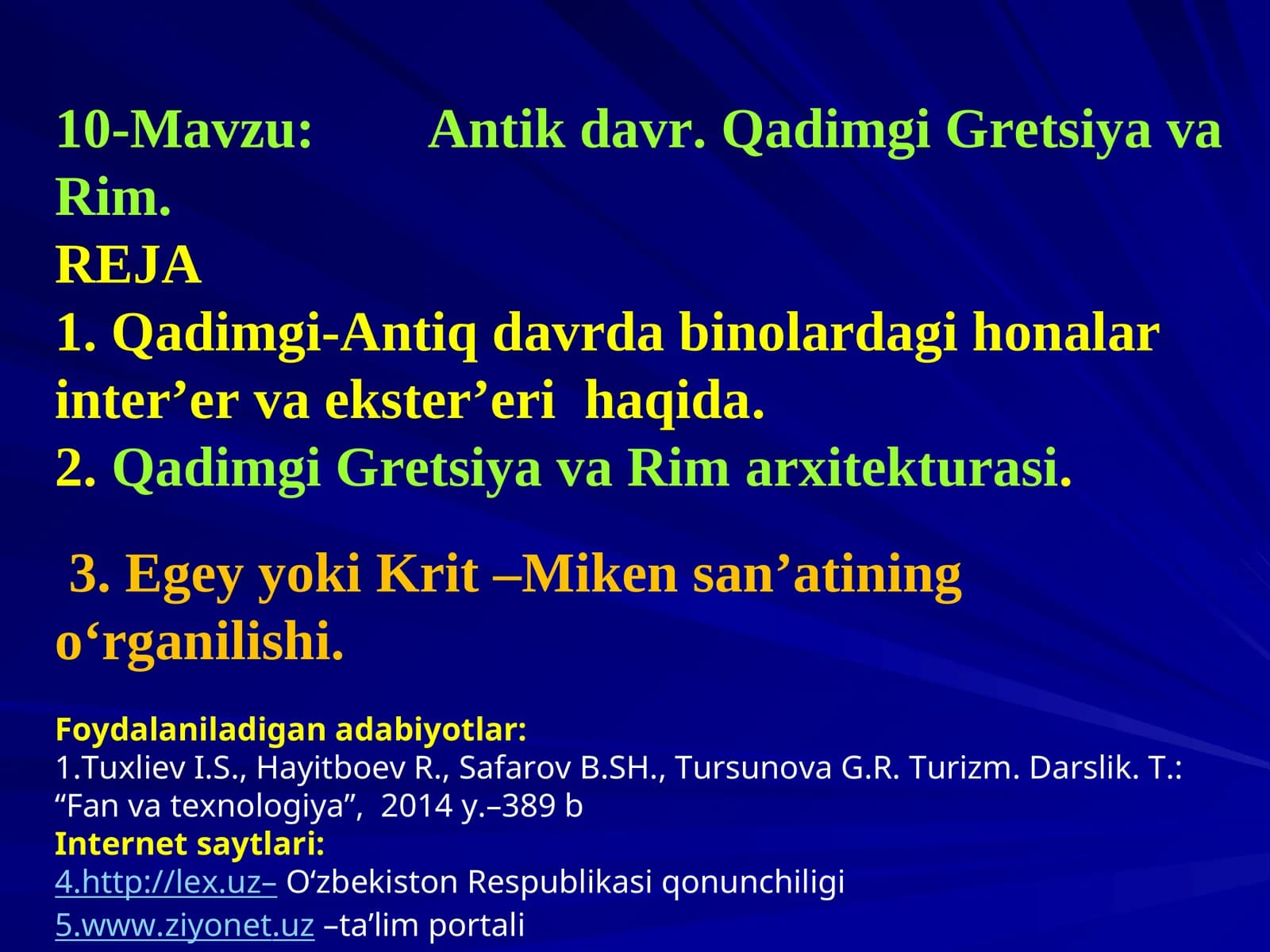 Antik davr. Qadimgi Gretsiya va Rim