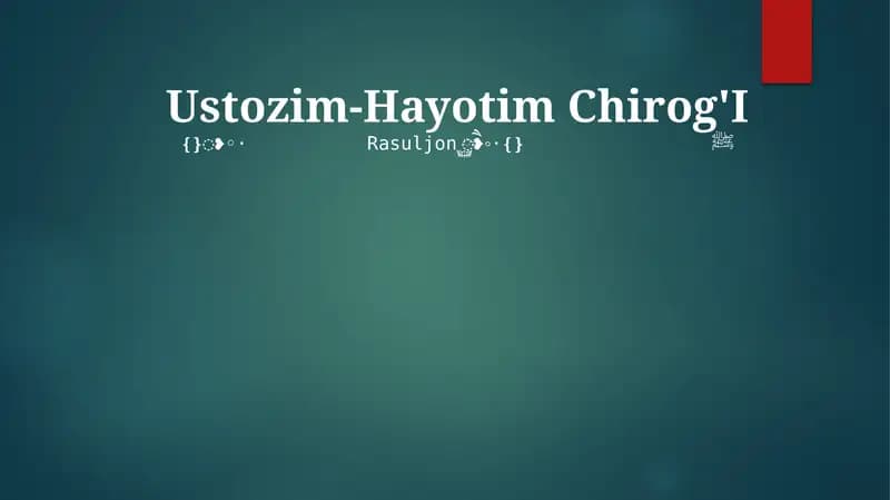 Ustozim-Hayotim Chirog'I