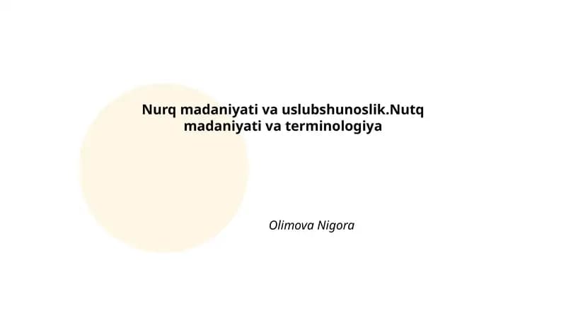 Nutq madaniyatining nazariy asoslari