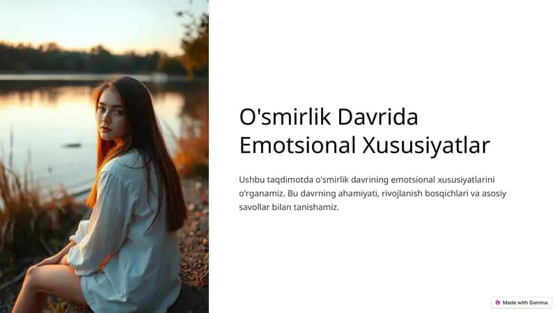 O'smirlik Davrida Emotsional Xususiyatlar