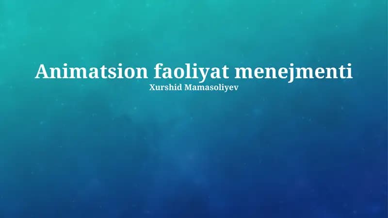 Animatsion faoliyat menejmenti