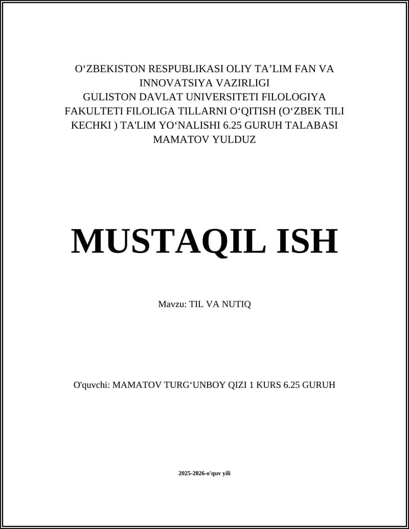 TIL VA NUTIQ NAZARIYASI