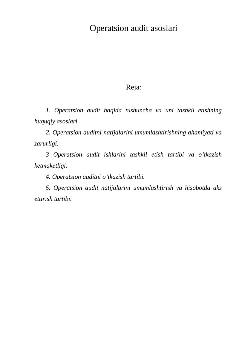 Operatsion audit asoslari