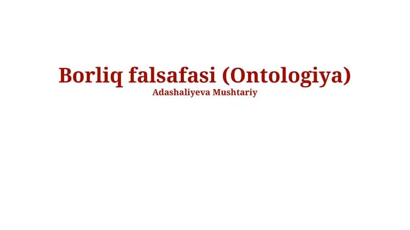 Borliq falsafasi (Ontologiya)