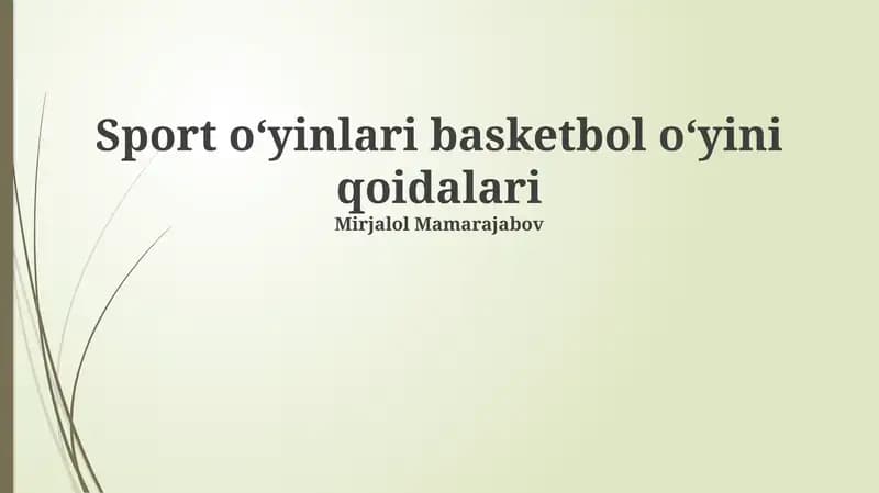 Sport oʻyinlari basketbol oʻyini qoidalari