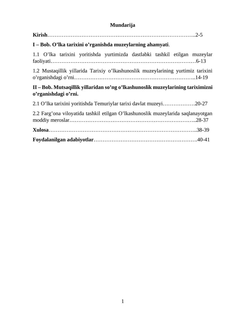 O‘lka tarixini o’rganishda muzeylarning ahamyati