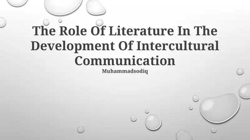 The Role Of Literature In The Development Of Intercultural Communication