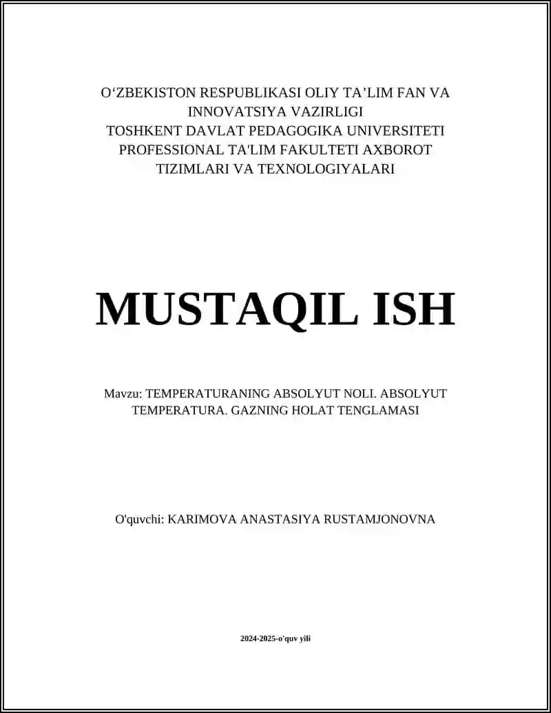TEMPERATURANING ABSOLYUT NOLI