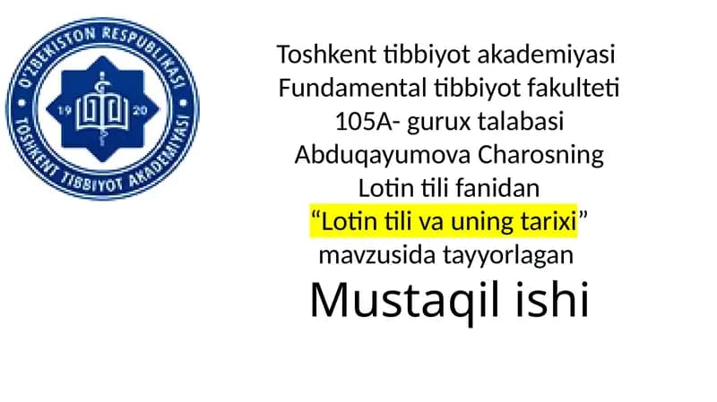 Charosning Lotin tili fanidan