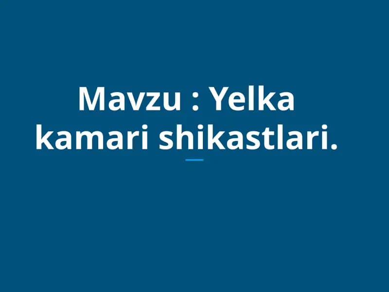 Yelka kamari shikastlari