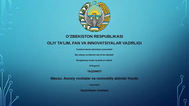 Asosiy vositalar va nomoddiy aktivlar hisobi