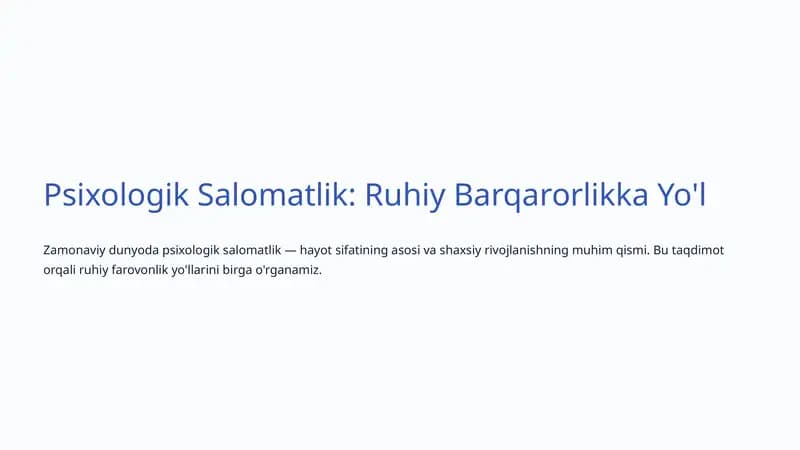 Psixologik Salomatlik