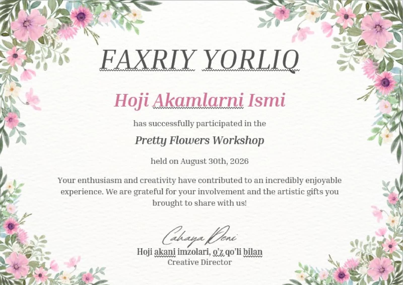 Faxriy yorliq