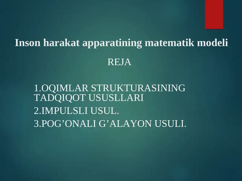 Inson harakat apparatining matematik modeli
