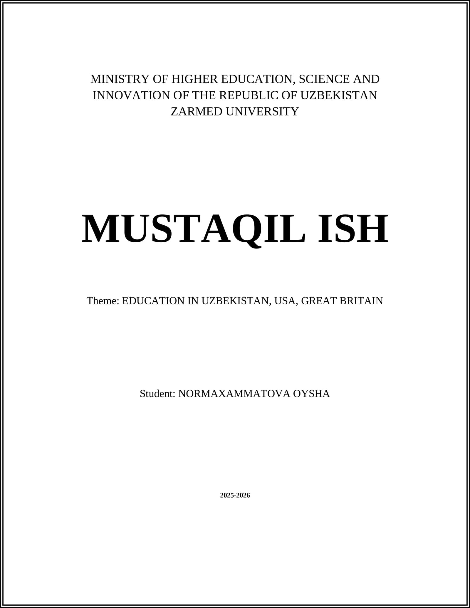 Comparative Structure of Primary and Secondary Education in Uzbekistan, USA, and Great Britain